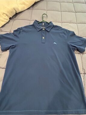 Tommy Bahama Men's Navy Blue Polo Shirt with Dolphin Logo